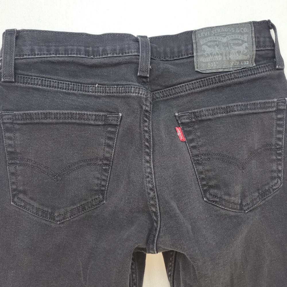 Levi's 511 Slim Straight Jeans Mens 29x32 Black Mid Rise Stretch‎ Denim - Picture 4 of 12